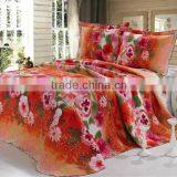3 Pcs Gorgeous Sanded Quilt Bed Set Flower Design In Orange Color thumbnail-1