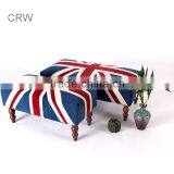 S-150-1 European Style Bench Stool Union Jack Fabric Covered Ottomans thumbnail-1