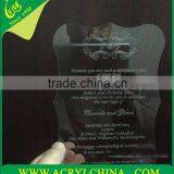 2mm Clear Acrylic Invitations With Silkscreen for Wedding, Manufaturer Direct Sale Perspex Invitations With 127*177.8mm Quality Choice