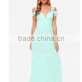 Women's Cute Light Green V-Neck Dress thumbnail-1