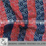 Navy & Red Strip Lace Fabric thumbnail-1