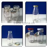 200ml labeled glass milk bottles series with metal cap DH486