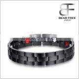 Stainless Steel Bio 4 Elements Jet Black Magnetic Bracelet With Health Infrared Ray Bracelet