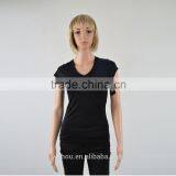 2016 Women's V Neck Pure Color Fitness T-shirts thumbnail-3