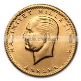 1 oz Turkey Kurush Ataturk Replicas tungsten gold coin banknotes With Thick Gold Plating