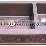 Double Bowl Copper Kitchen Sink thumbnail-1