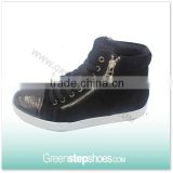 Good quality ladies real leather casual boots with zips