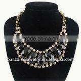 Vintage Gold Chain Oval Resin With Rinestone Necklace-N330050 thumbnail-1