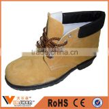 Impact proof boots Yellow nubuck cow leather Rubber sole industrial Steel Toe workman safety shoes