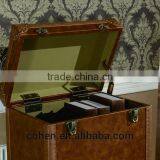 2016 Hot Sale High Quality China Supplier Handcraft High End Retro Vintage Storage Wine Cabinet Covered by Top Grain Leather thumbnail-3