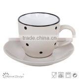 Solid Color With Engraved Doted Cup and Saucer Ceramic thumbnail-2