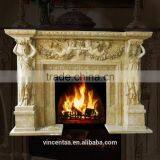 Beige Marble Antique Fireplace Luxury Fireplace Mantel thumbnail-1