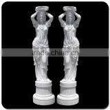 Garden Decoration Hot Sale Stone Carvings and Sculpture Column With Woman Statue Sculpture