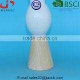 Popular Style Tall Pillar With Wood Print Bottom Ceramic White Vase for Decoration thumbnail-3