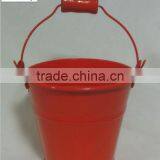 Round Coating Flower Zinc Pot With Wooden Handle thumbnail-1