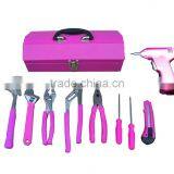 LB-309 10pcs hand tool set tool kit in pink iron metal case