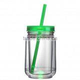 16OZ Mason Jar Cup Blank Clear Double Wall Insulated Tumbler Travel Mug Straw thumbnail-5