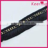 wholesale fashion keering supply gold chain decorative cotton tassel fringe trim for dresses WTPE-003