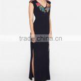Boho Sleeveless Side Slit Maxi Plus Size Long Embroidered Dress HSd5179 thumbnail-4