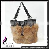CX-H-10B High Quality Fashion Leather Handbags Women Real Fox Fur Ladies Hand Bag thumbnail-1
