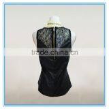 Sexy Girl PU Leather Vest With Fancy Lace Trim thumbnail-2
