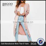 MGOO 2017 New Arrival Long Sleeves Custom Silky Duster Coat Women Pink Zip Up Jackets Spring Satin Blazers thumbnail-1