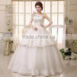 Wholesale Flowers High Low Lace Layer Sweet Wedding Dress Tie Back Drilling Single Shoulder Wedding Dress thumbnail-3