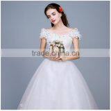 MGOO Custom Made Long Tail Romantic Wedding Dress Simple Lace Up Cap Sleeves Fashion Hi Low Petticoat thumbnail-2