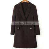Autumn Winter New Women Wool Coat Straight Square Collar Ladies Long Coats thumbnail-4