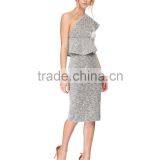 Latest One-shoulder Design Ruffled New Fashion Ladies Dress 2015 thumbnail-2