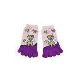 Pink100% Cotton Jacquard Five Animal Toe Socks, Individual Toe Socks for Running thumbnail-1