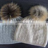wholesale various knitting pattern Cashmere beanie pom pom fur hats