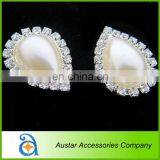 Flat Back Teardrop Pearl & Rhinestone Button Cluster Embellishment for Wholesale