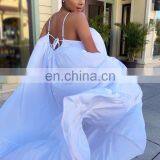 2020 Womens Plus Size Sexy Blue and Multi Candy Colors Swing Bottom Maxi Dresses thumbnail-6