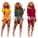 LAITE D2064 Women Short Sleeve Casual Dresses Solid Color Women Autumn Plus Size Dresses thumbnail-1