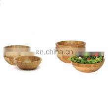 Friendly Spun Candy Bamboo Wooden Serving Lunch Plates and Bowls Fiber Mixing Fiber Antique Natural Large Shallow Bowl Set thumbnail-4