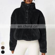 Women Windbreaker Fitness Sports Shaker Top Winter Warm Polar Fleece Breasted Drawstring Outdoor Jackets Women Yoga Jacket thumbnail-4