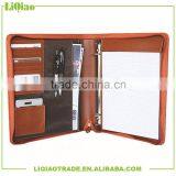 PU Multi-function Leather Portfolio Folder With Zipper &spring Binder