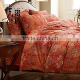 High quality wholesale red color wedding duvet bedding set cotton jacquard bedding set