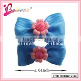 Wholesale plastic flower with ribbon bow simple elastic hair bands