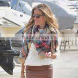 New Winter Plaid Square Tassel Fashion Women Wool Shawl thumbnail-2