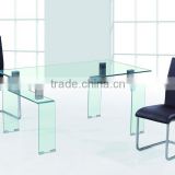 hot bent glass dining table bench style dining table