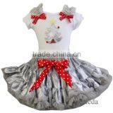 Xmas Silver Snowflake Lovely Tree Tutu White Tee Party Dress thumbnail-1