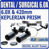 6.0x Keplerian Prism Magnifier Dentistry Frame Surgical Medical Dental Loupes