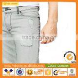 Light Grey Super Skinny Destroyed Wash Denim Shorts Jeans Shorts With Spray Coating For Men thumbnail-6