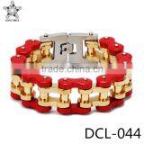 Wholesale Men Bracelet 2016 22mm Stainless Steel Gold Plated Motorcycle Chain Power Bracelet