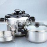 18/8 Stainless Steel High Quality Cooker Set With Glass Lid & Steamer DSA 22cm 4L+6L