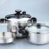 18/8 stainless steel high quality cooker set with glass lid & steamer DSA 22cm 4L+6L