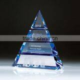 Wholesale Customize 3d Laser Engraving Crystal Glass Healthy Eating Pyramid Shape Trophy