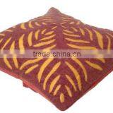 RTHCC- 86 Brown Yellow Hand Crafted Designer Applique Cut Work Cotton Kantha Stitch Cushion Covers Christmas Home Decor thumbnail-2